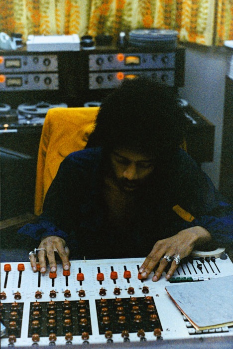 Jimi Hendrix at Electric Lady Land Studios with a Datamix Console and Scully 280 series Tape Machines