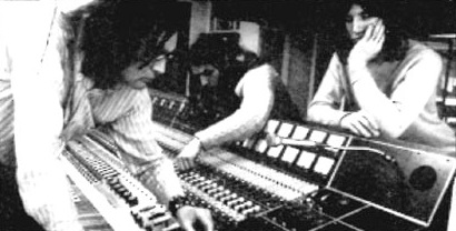 Pink Floyd recording Meddle at Air Studios in 1971- David Gilmour and Roger Waters are at the console