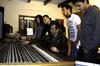 Music Production students at Arte Nova Music Lab with MCI JH-500 Series Console
